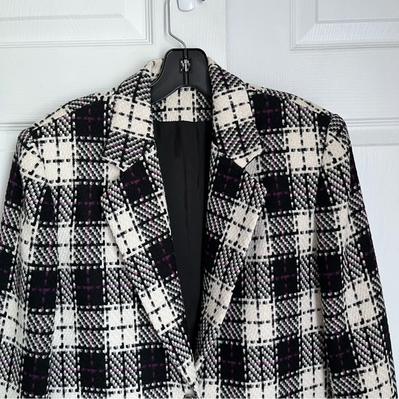 BLACK AND WHITE PLAID SINGLE BREASTED JACKET - Picture 3 of 9